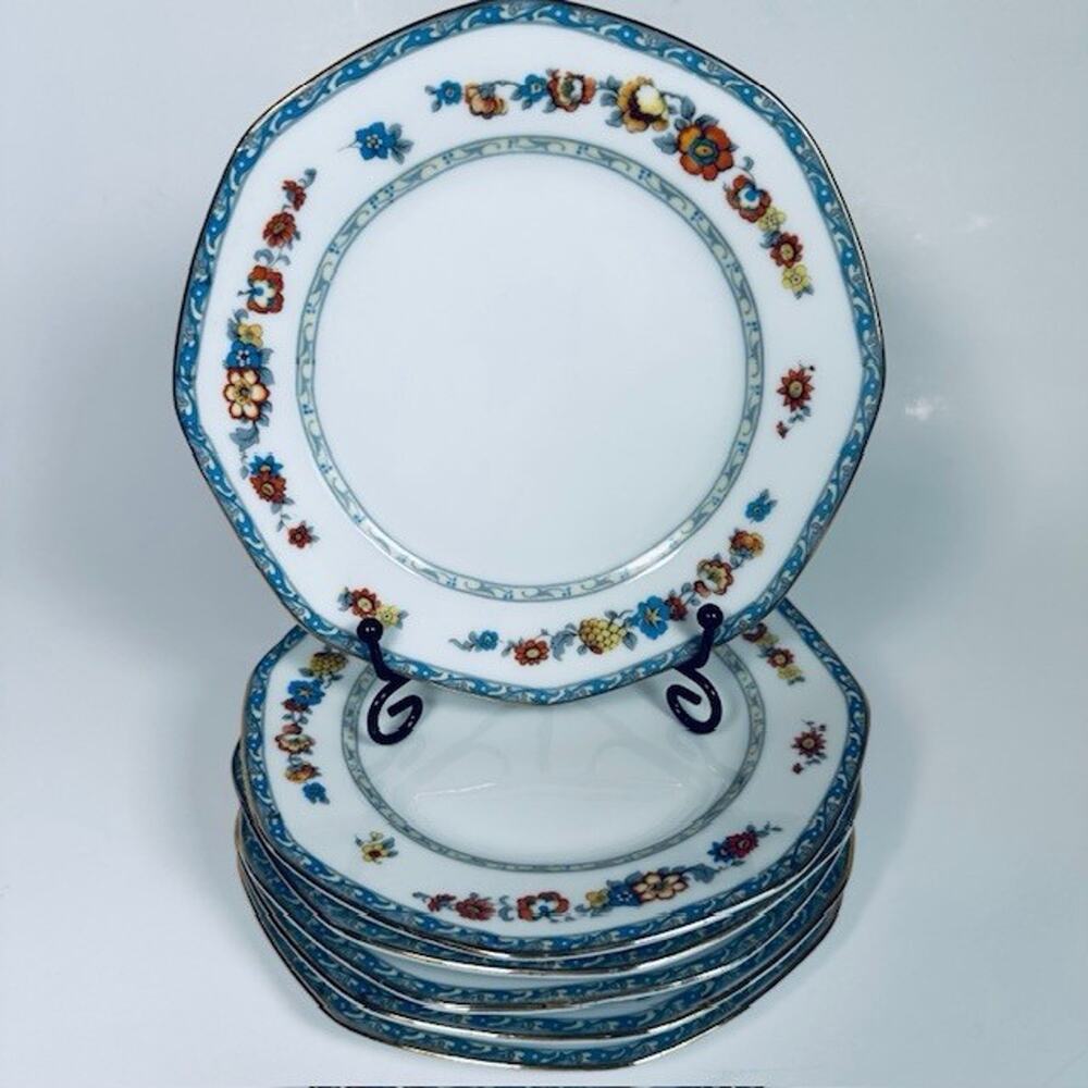 Bloch & Co Eichwald Czechoslovakia Bread & Butter Plate set of 6 Floral VTG